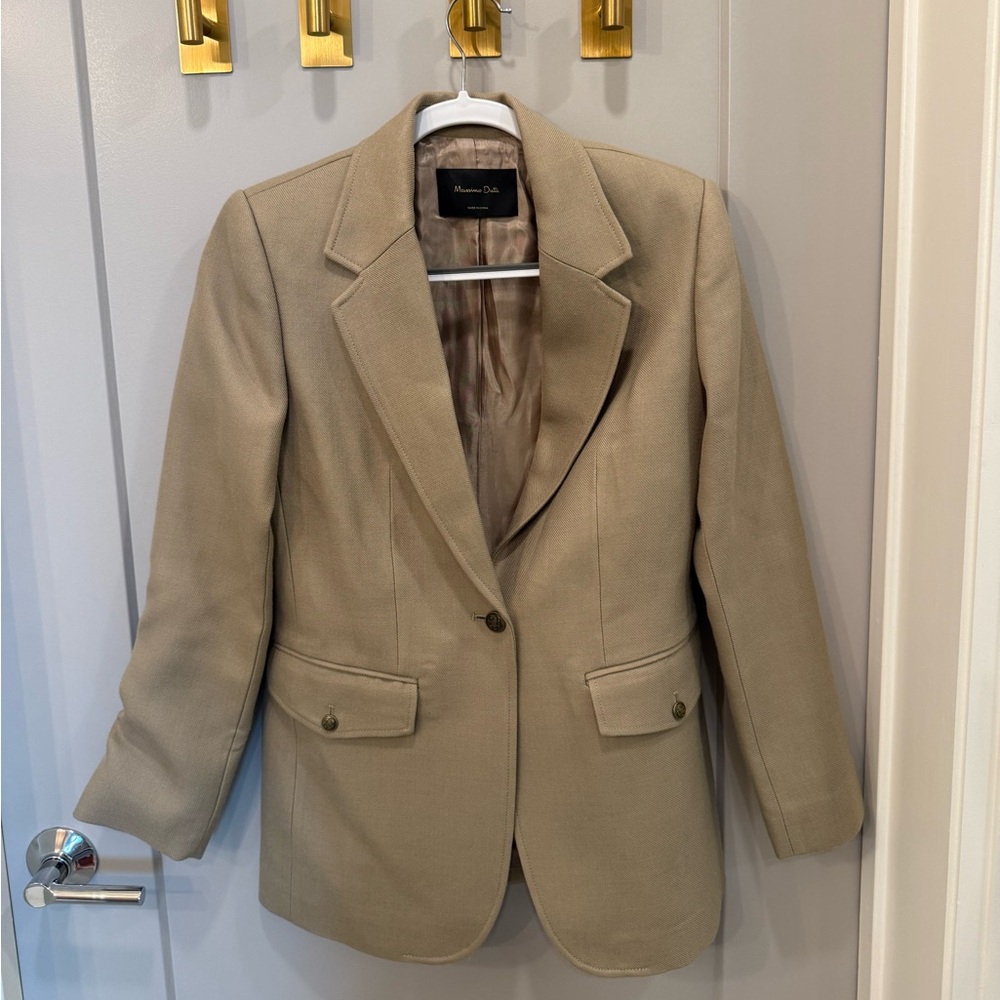 Massimo Dutti Beige Blazer with Button Details